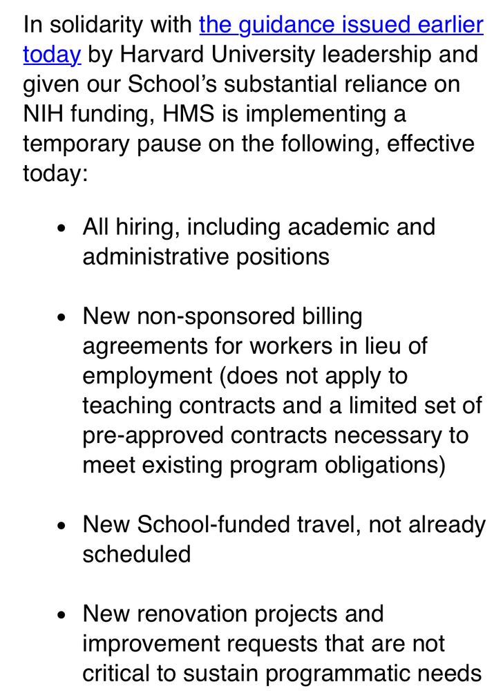 Near complete funding freeze at Harvard due to threat of targeting by current administration 