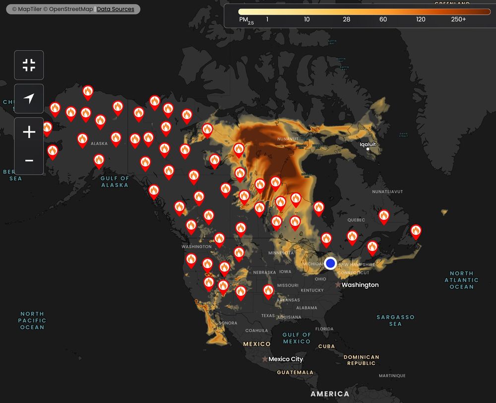 Weather map of fire and smoke, The Weather Network