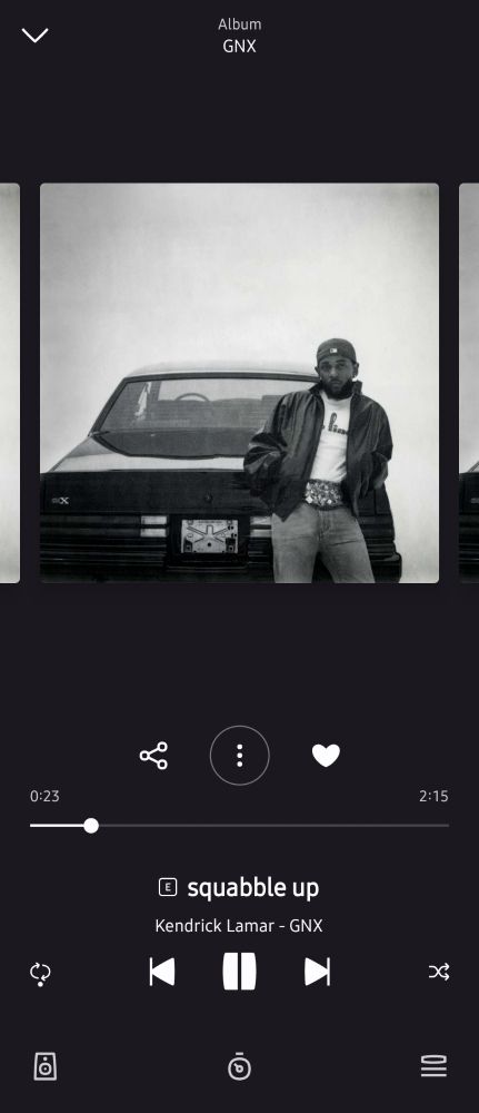 A screenshot of a track off of the new Kendrick Lamar album 'GNX' showcasing their song "squabble up". This song was first debuted as a snippet in the Not Like Us music video.