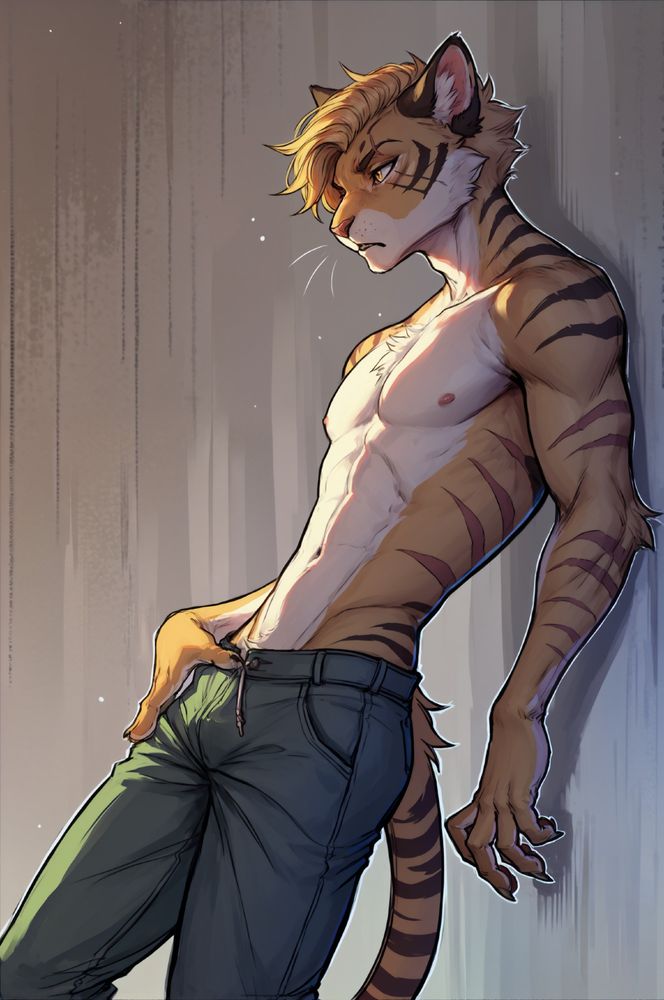 AI generated furry art of an anthropomorphic male unspecified feline