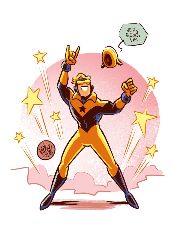 Fan art drawing of Booster Gold! He's feeling pretty good about himself. Hopefully you are too!