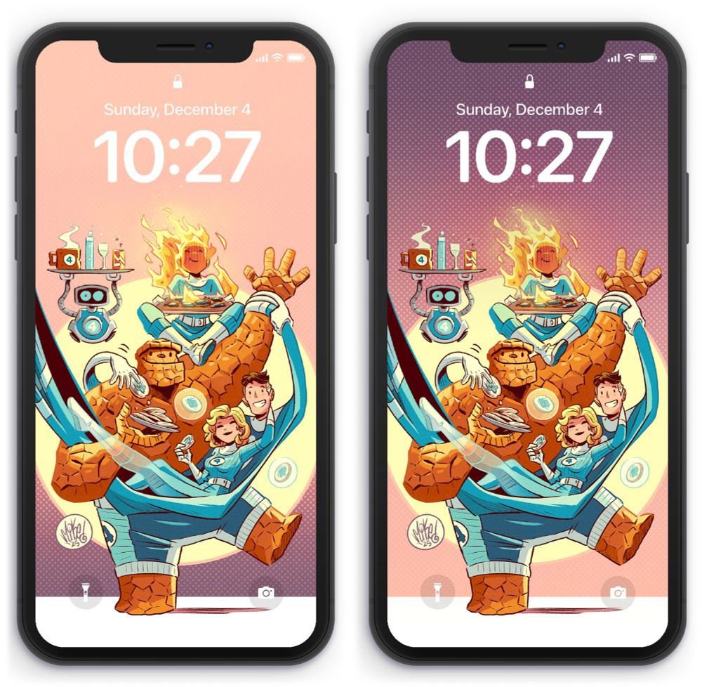Phone wallpapers available to download of the above Fantastic Four fan art.