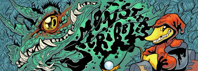 Banner for Monster Scribbles, my comics anthology, available on Tapas!