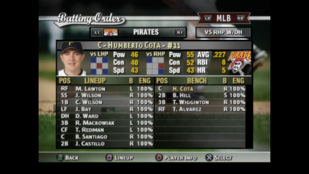 A screenshot of a player from MVP Baseball 2005
