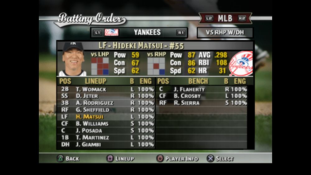 A screenshot of a player from MVP Baseball 2005