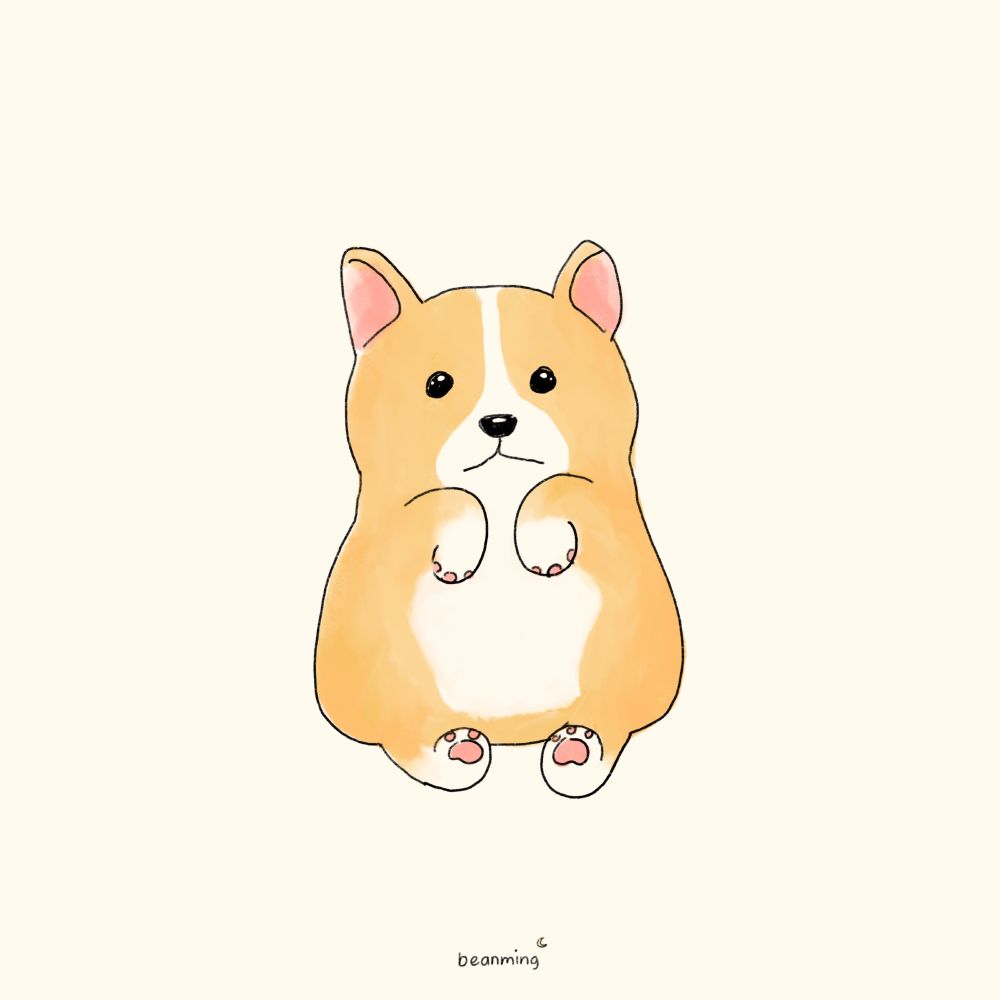 A digital illustration of a super cute corgi sitting upright with tiny paws raised, looking innocent and sweet. The corgi has a round, chubby body, orange-brown fur with a white chest, small pink paw pads, and big expressive black eyes. The background is a soft cream color, giving it a clean minimalist and cozy vibe. This adorable kawaii-style corgi art radiates warmth and charm, perfect for dog lovers, corgi fans, and anyone who adores cute animal drawings or pastel aesthetic art. The simple yet heart-melting expression makes it ideal for people who love cute pets, funny dog poses, and wholesome corgi illustrations.

This artwork embodies the essence of cute pet art — soft colors, round shapes, and lovable energy — making it perfect for sharing among corgi owners, animal lovers, and kawaii art collectors. It’s the kind of illustration that makes you smile instantly, whether you’re scrolling through your feed or decorating your space with cheerful animal-themed art. The digital painting style is inspired by cozy, warm, and comforting tones that appeal to fans of minimalist animal illustrations, cartoon pet portraits, and Japanese kawaii culture.

Made by the artist beanming, this corgi design captures the playful, chubby, & loyal spirit that corgi lovers adore. Perfect for people searching for corgi art, cute corgi illustrations, adorable dog artwork, or kawaii aesthetics. Ideal for hashtags like #CorgiArt, #CuteAnimalArt, #KawaiiDog, #CorgiLovers, #DogIllustration, #WholesomeArt, #CutePetArt, and #Beanming — this image celebrates cute animals, charming corgi personalities, and the comforting power of soft, cute art that makes every viewer’s day brighter.

The corgi’s upright pose and gentle eyes make it feel like it’s asking for a treat or a hug, enhancing the artwork’s lovable expression. It’s the perfect piece for those who appreciate corgi charm, cozy animal aesthetics, or calming, serotonin-filled pet art that captures pure happiness and gentle cuteness.
