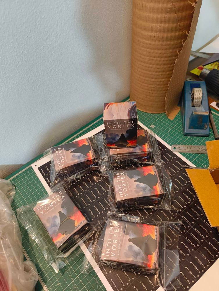 A photograph of 6 Into the Vortex boxes