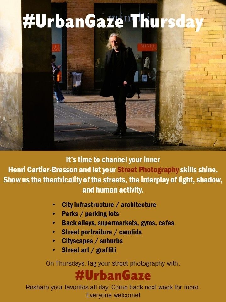 A poster announcing UrbanGaze Thursday, a street and urban photography theme day