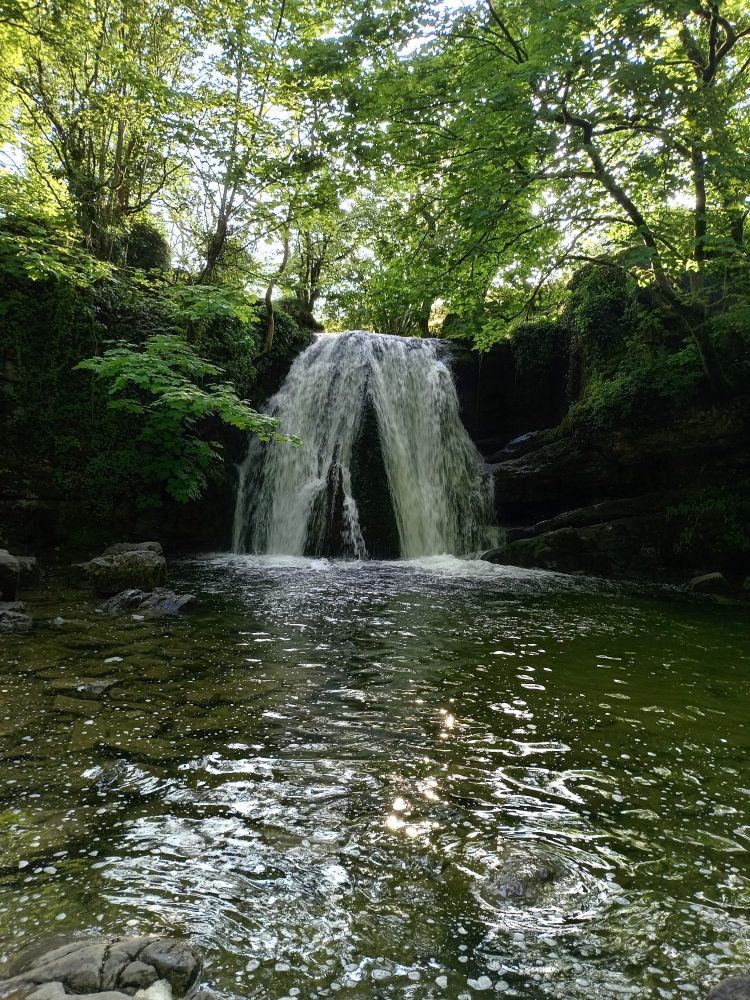 Janets foss waterfall sparkling water,greenery around,home of the fairies