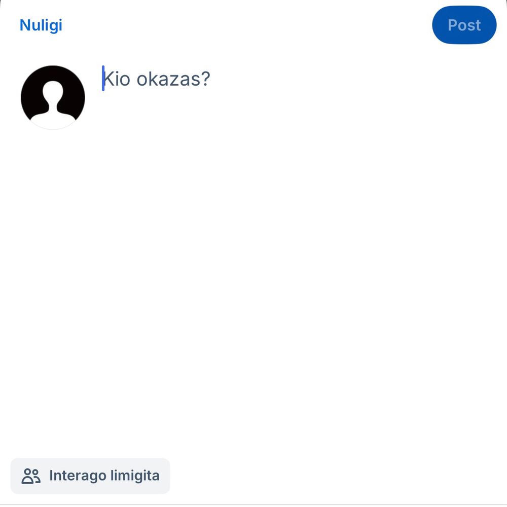 Afiŝekrano de la apo Bluesky preskaŭ esperantigita / ほぼエスペラント化された Bluesky の投稿画面