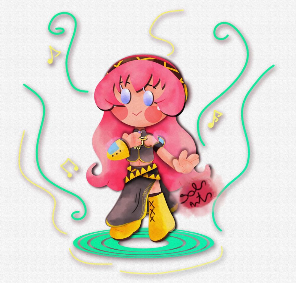 Vocaloid Luka Megurine em estilo paper craft.