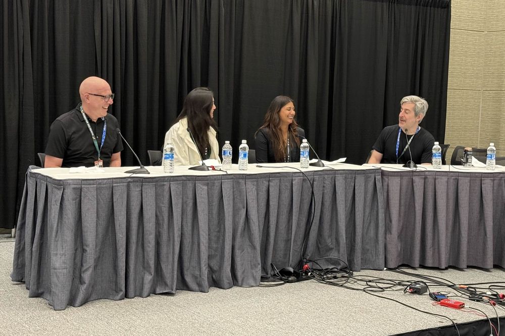 A panel featuring Trevor Stricker, Jason Kahn, Kruti Kanojia, and Jenny Xu