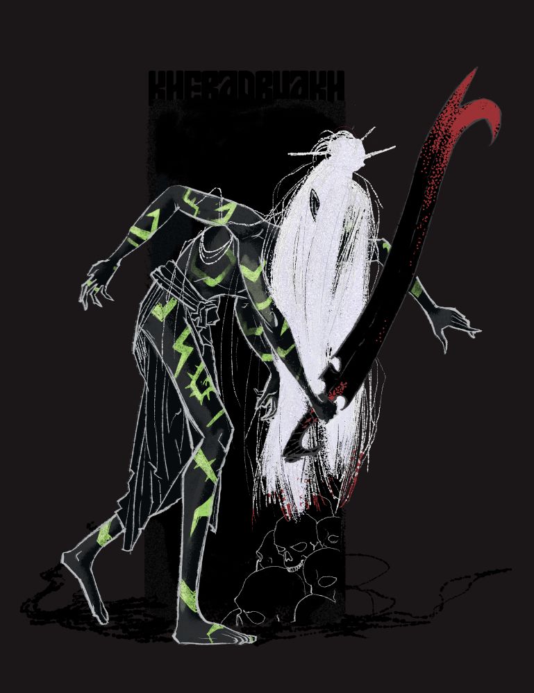 A mandrake (shadow elf with bioluminescent markings)