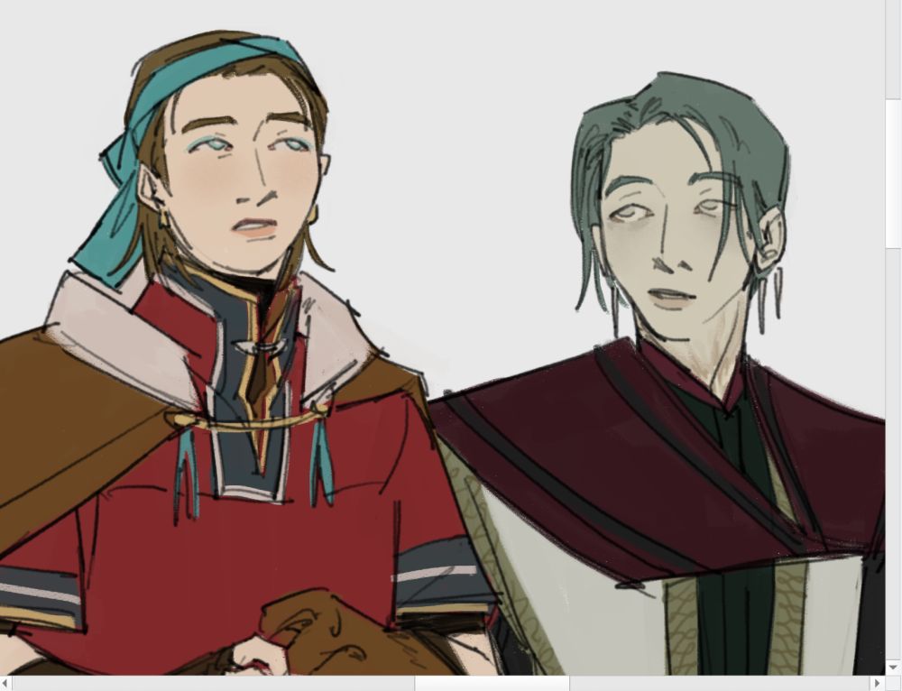 A young man in a bright gakti with a fur-lined leather cape and nutukas; and a deathly pale man draped in Yakan textiles.