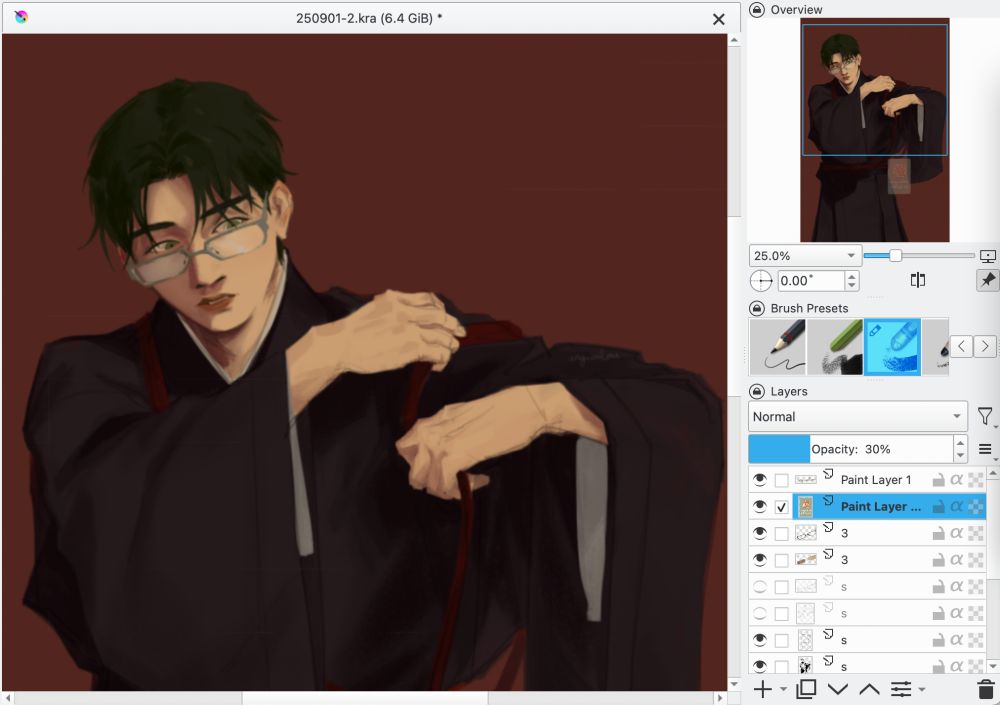 An illustration of Keito tying tasuki around the sleeves of his koromo.