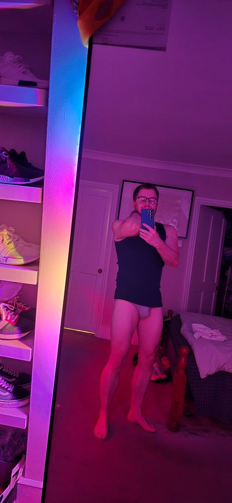 RGB legs and bulge from Andy in a mirror.