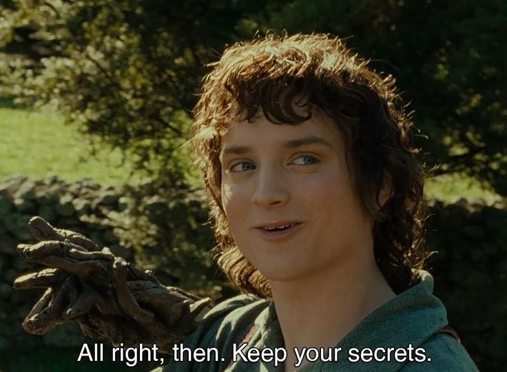 Frodo Baggins saying, “All right, then. Keep your secrets,” from The Lord of the Rings movie 