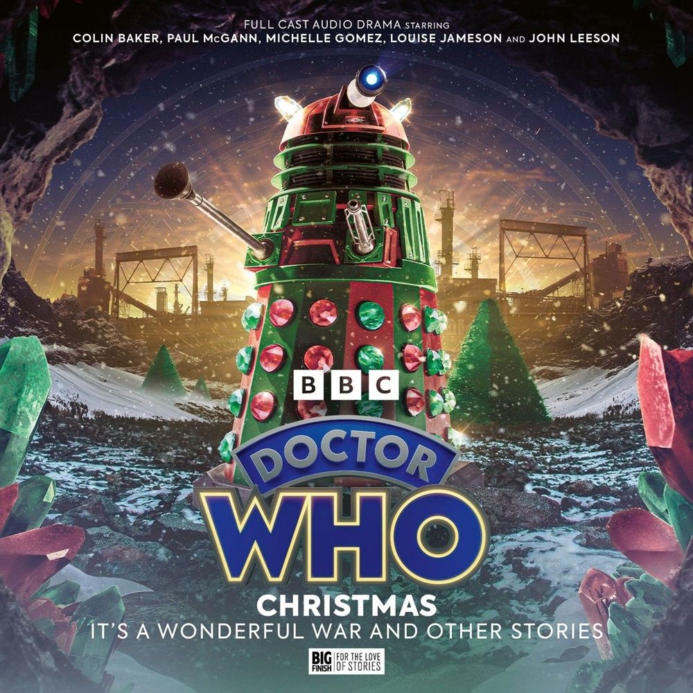 The cover of this year's Big Finish Christmas special shows a festive Dalek with an unconventional method of unwrapping presents.