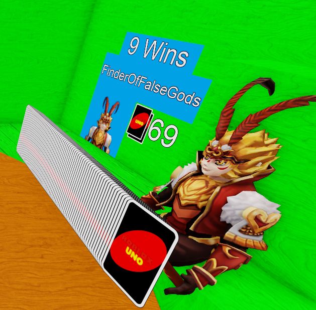 Sun Wukong is playing Uno in Roblox and is holding 69 cards.