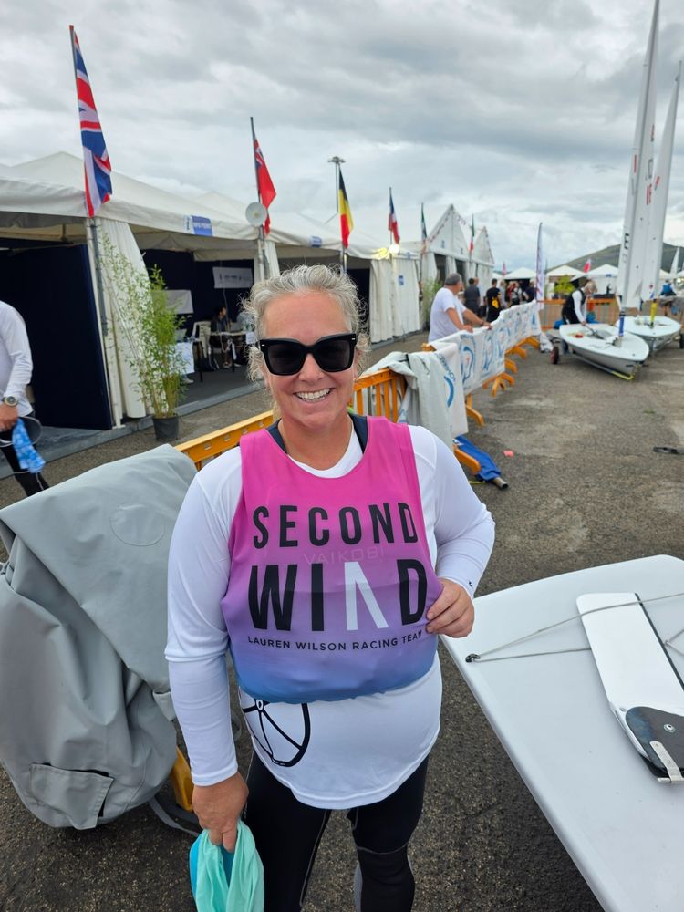 @elleb in her SecondWindRacing.com race pinnie, posing for the camera before launching for a day of racing. 