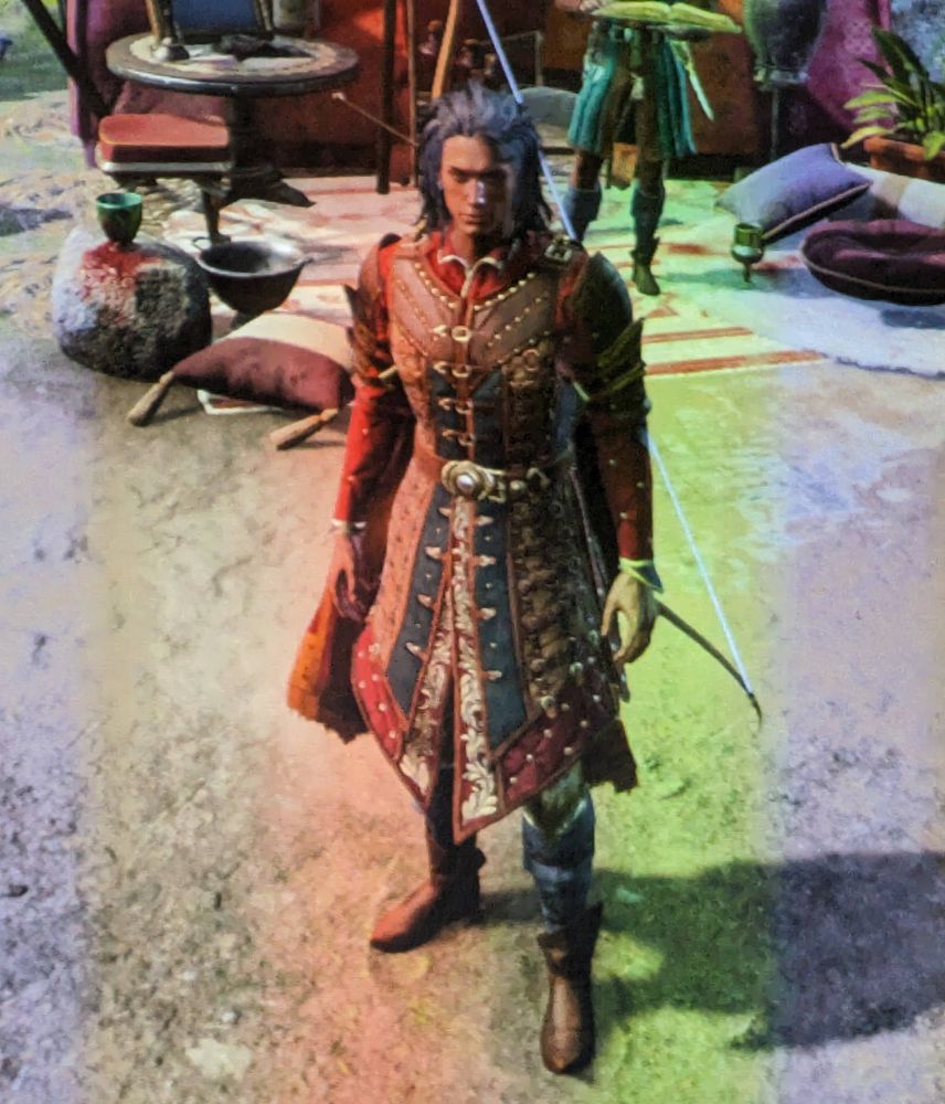 Nataljas Charakter aus Baldur's Gate 3, ein langhaariger Ranger.