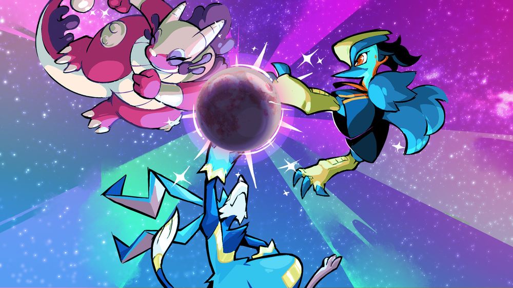 Hopra, Kasaleet, and Bandicraft all hitting the Bigmoon in an illustration