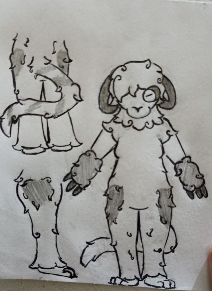 Antro sheep character showing main body design elements