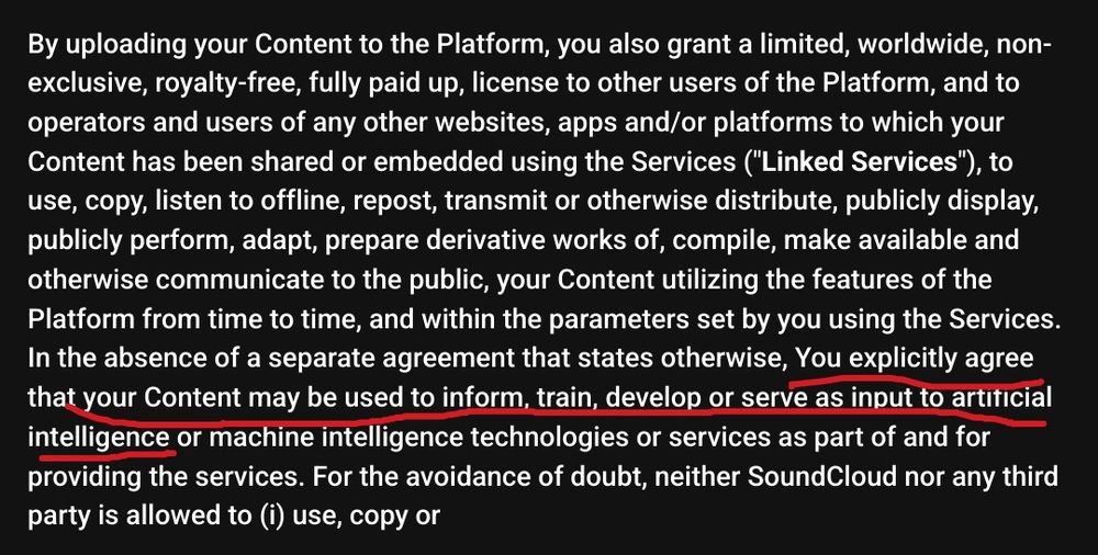 SoundCloud will use your content to train AI