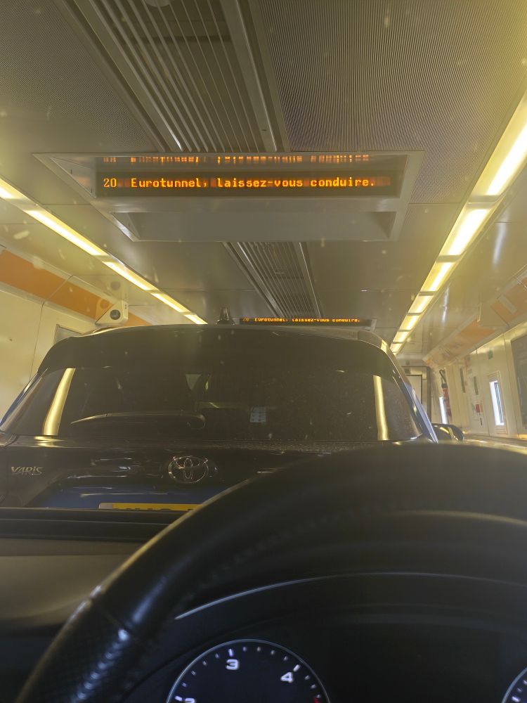 A car waiting on the eurotunnel