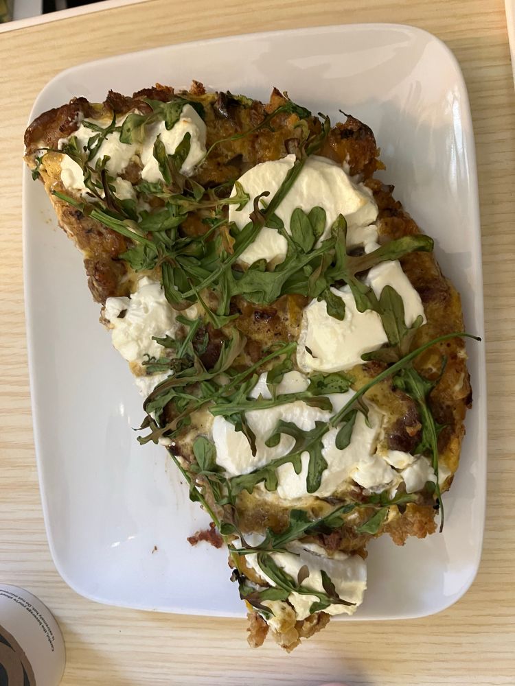 Top view of frittata on plate 