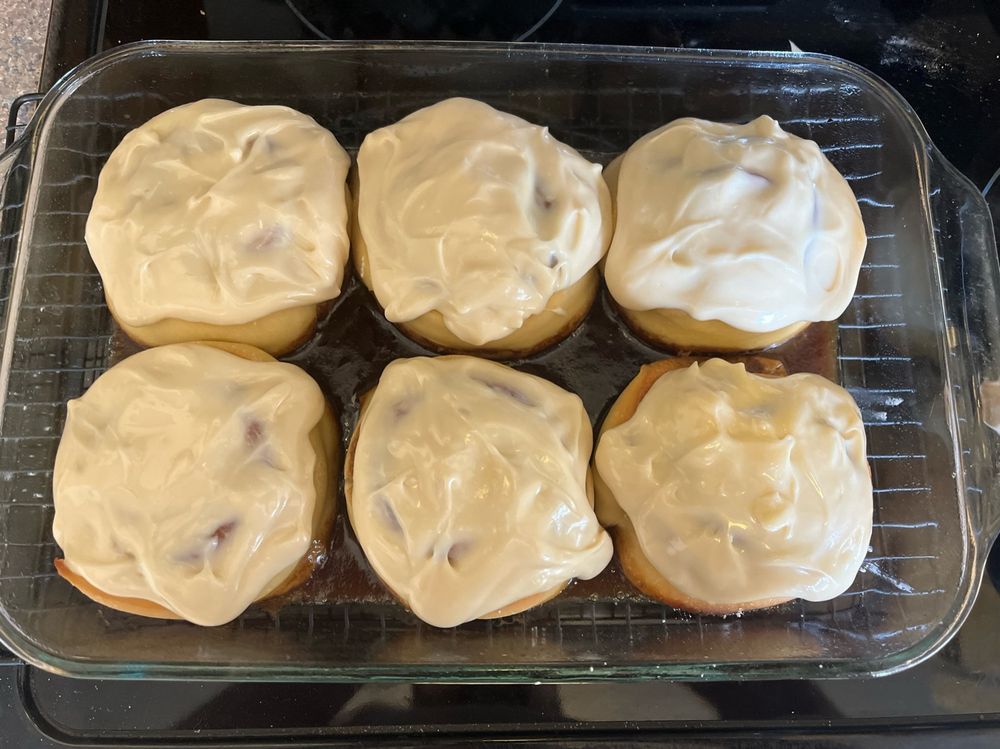 Frosted cinnamon rolls