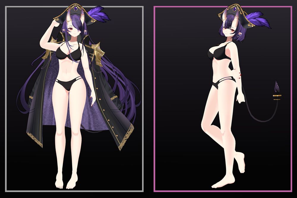 Two full body renders of HannahHyrule's 3D Model in her bikini outfit