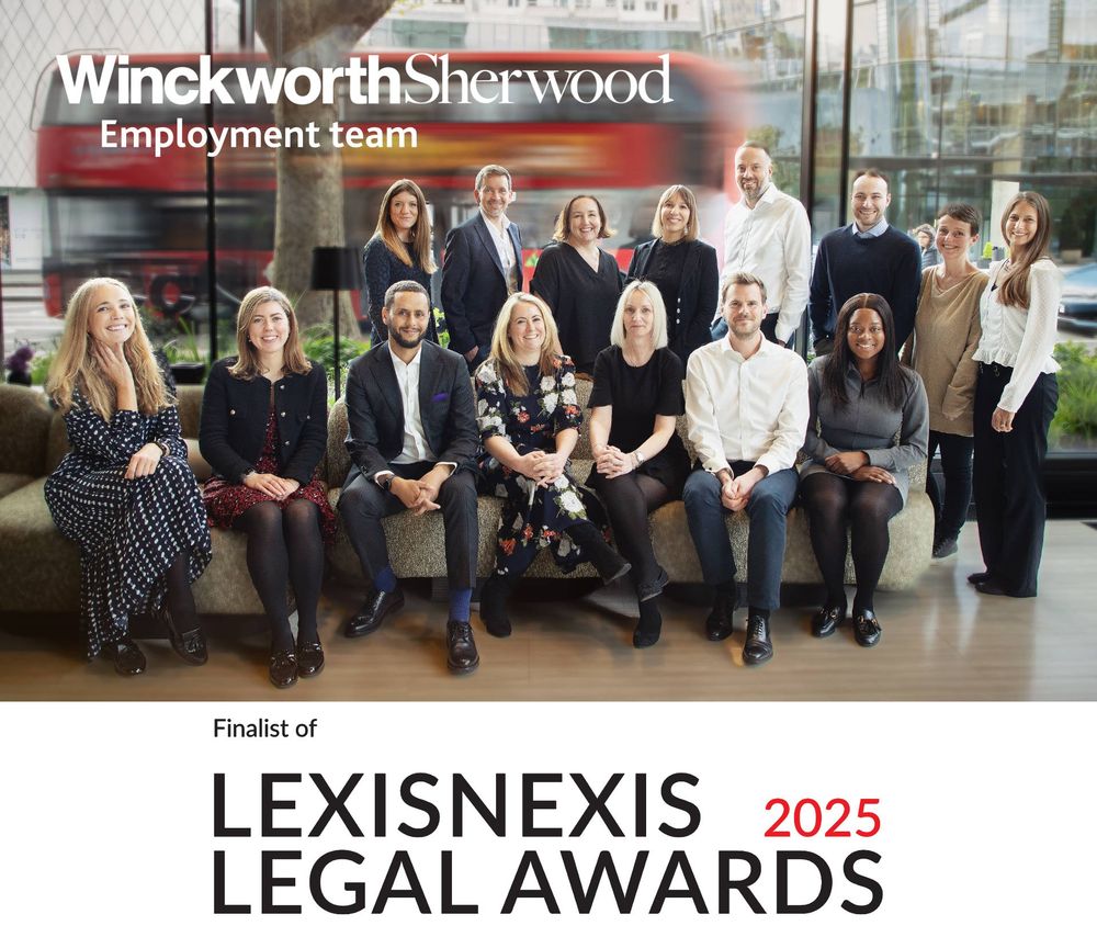 Winckworth Sherwood employment law team sitting together, smiling at the camera