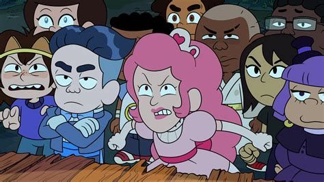 Shown is a diverse crowd of children characters from the Cartoon Network animated television series 'Craig of the Creek'. The entire group is directing an angry, disappointed, or bored face at a person off screen.