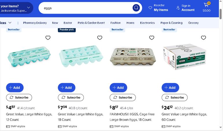 Walmart, Jacksonville Florida.