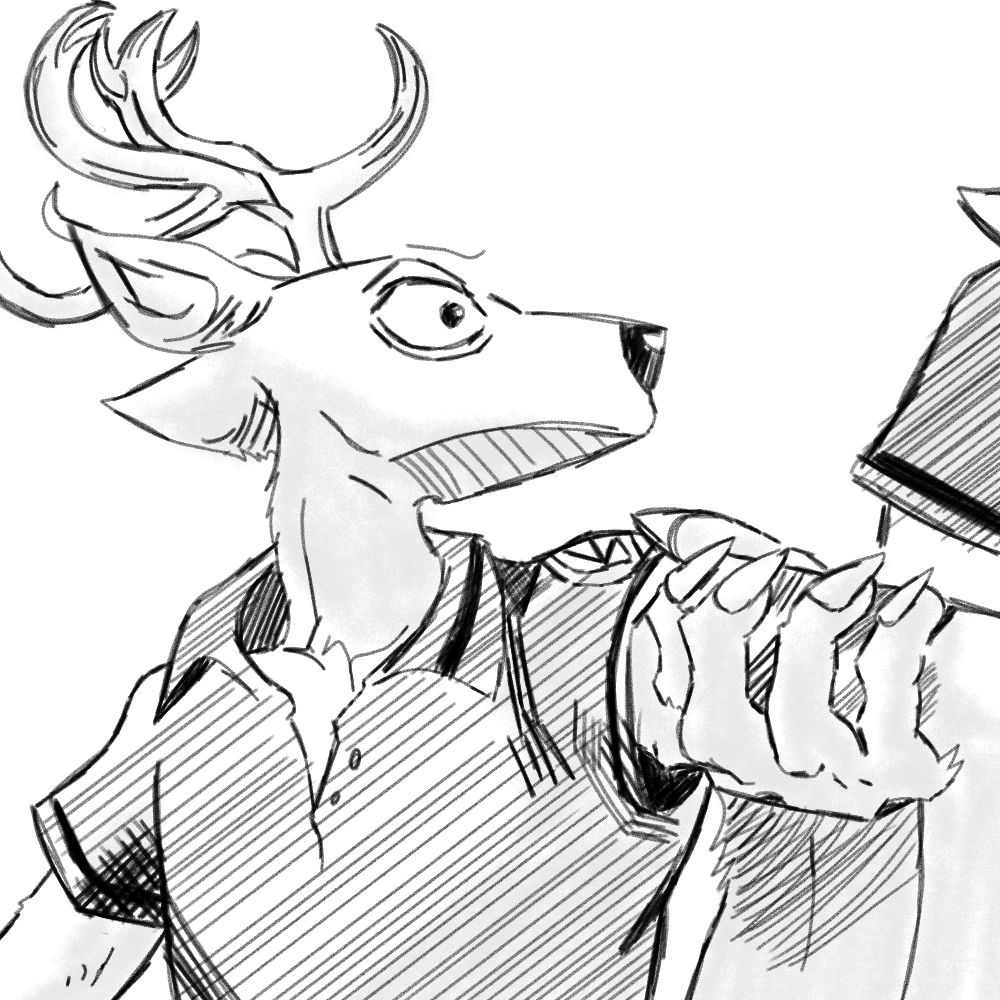 My study of a panel where Louis is being grabbed by Legoshi.