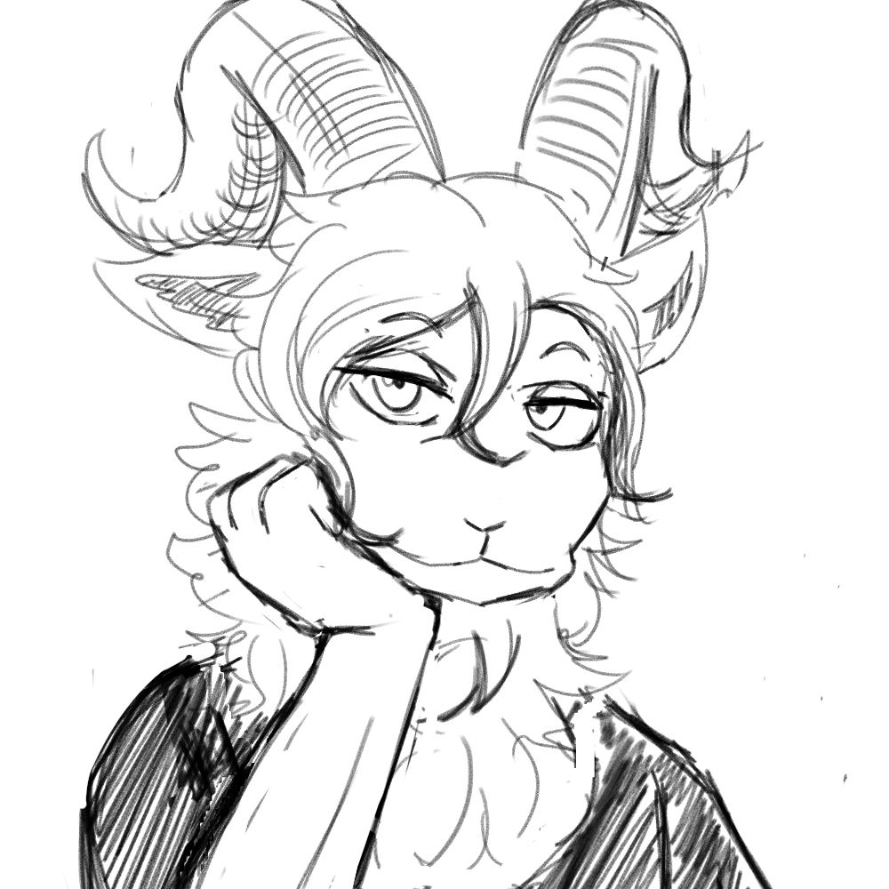 Pina with a hand on his chin, smirking at the viewer.