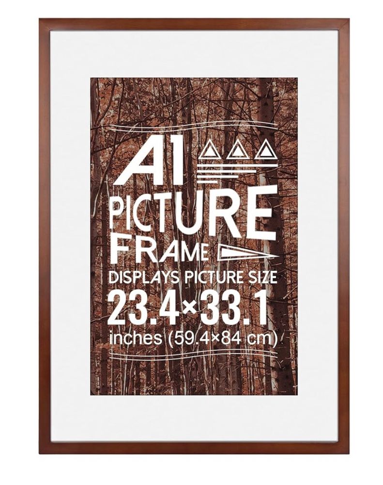 an online listing for a brown wood a1 size poster frame