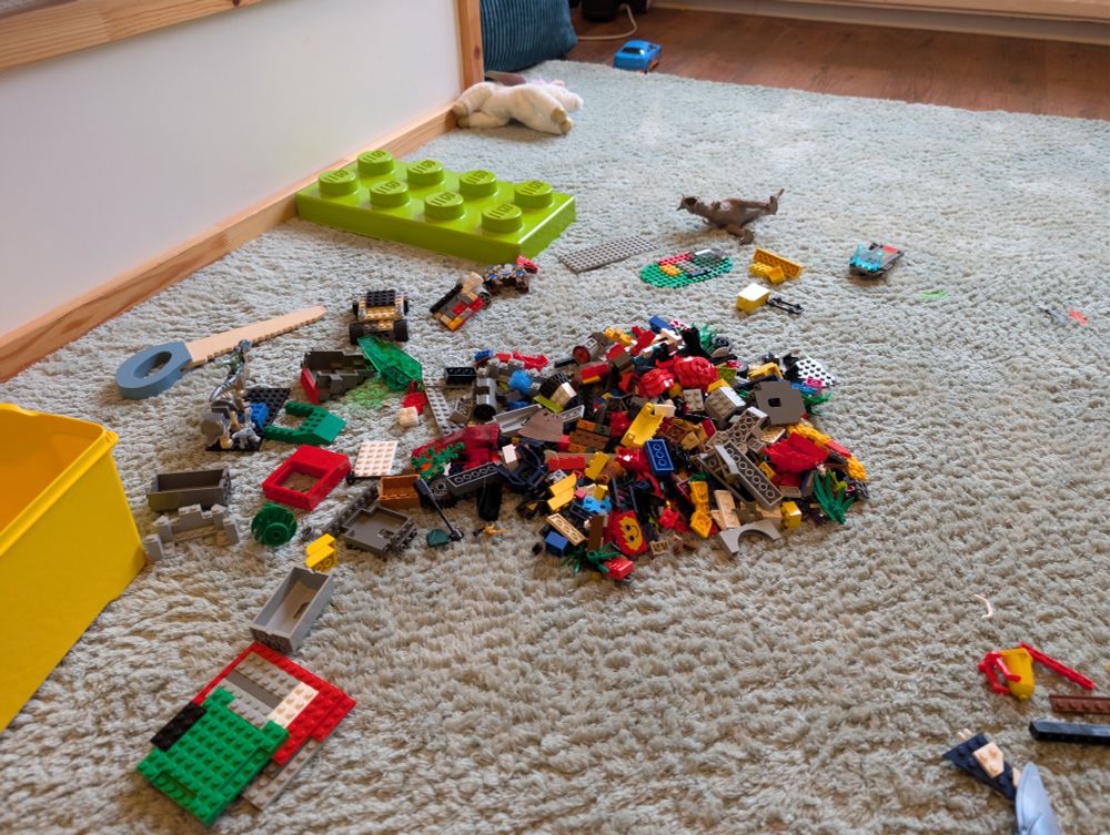 A small pile of lego, not sorted.