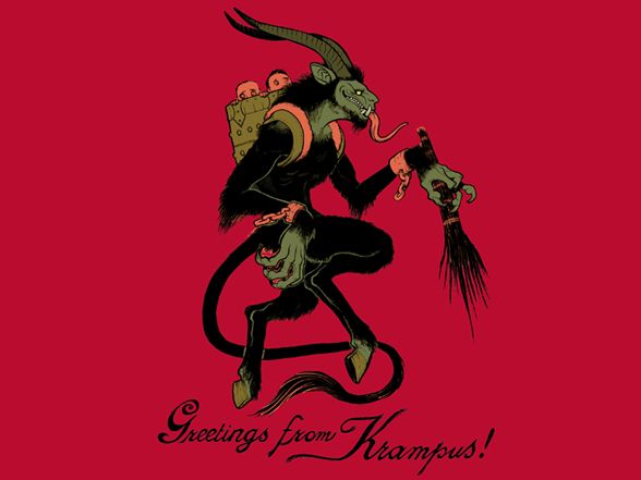 Krampus with "Greetings from Krampus!" text