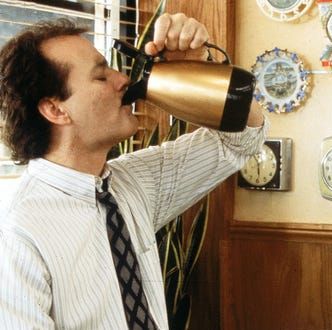 Bill Murray drinking directly from a pitcher of coffee.