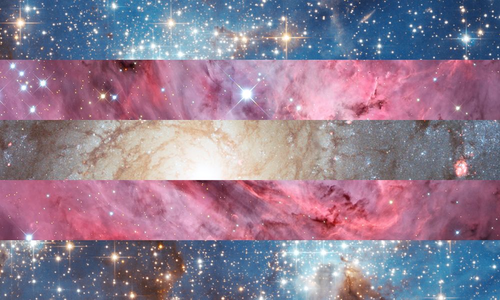 Transgender flag made from photos of galaxies