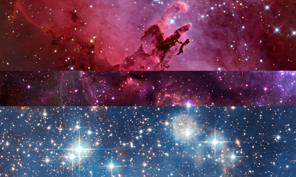Bisexual flag made from photos of galaxies