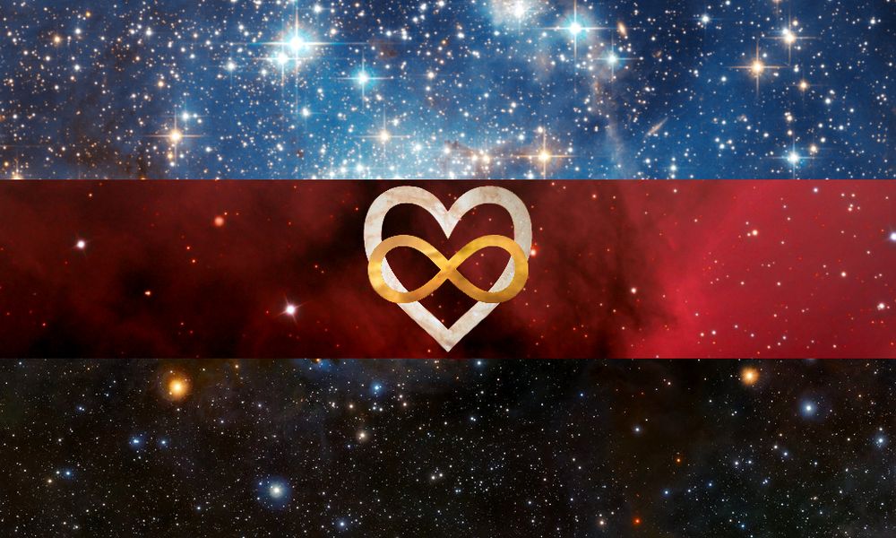 Polyamorous flag made from photos of galaxies