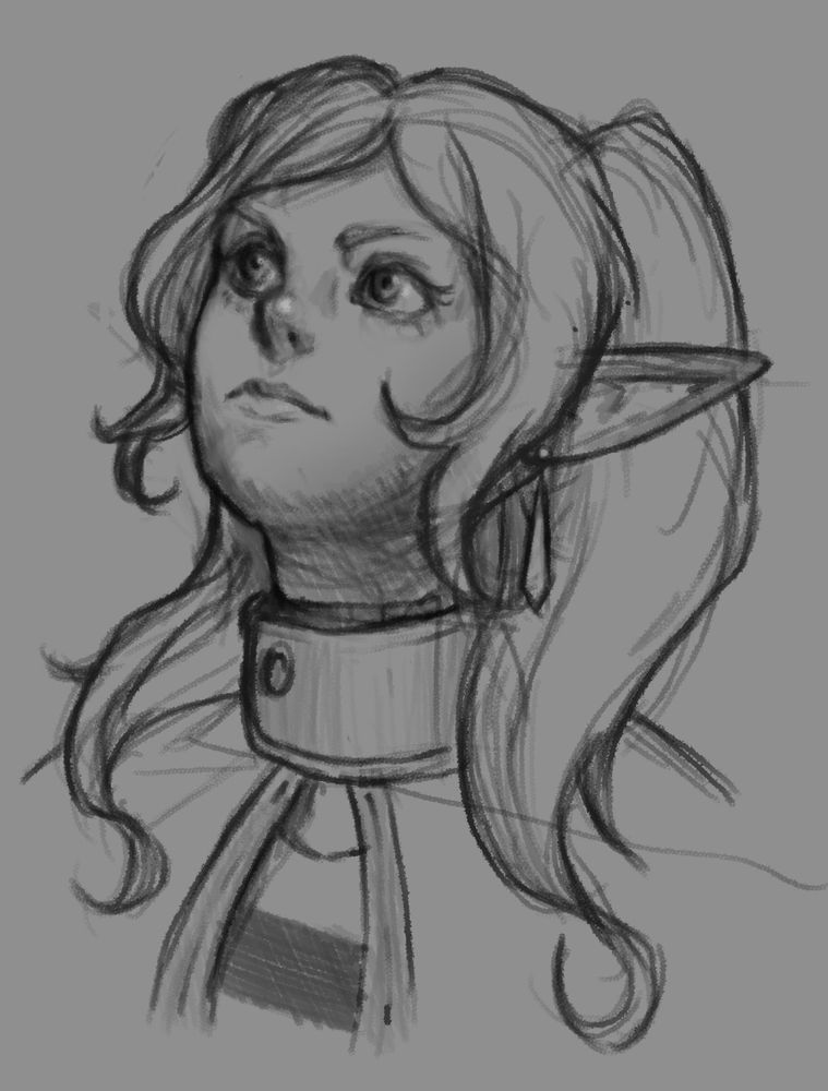 a fairly un-anime take on that Frieren head meme/art challenge