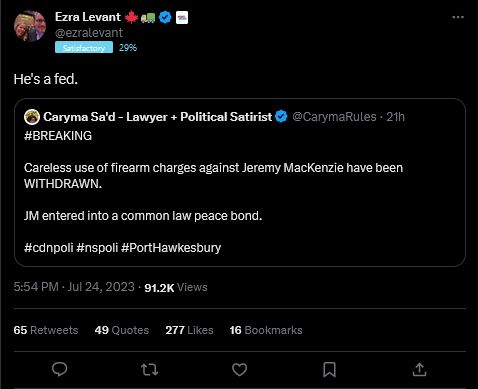 Ezra Levant of Rebel "News" claiming Jeremy Mackenzie leader of Diagolon is a fed. Spicy.