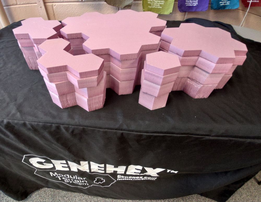 Complete set of risers for the Genehex Modular Terrain System 