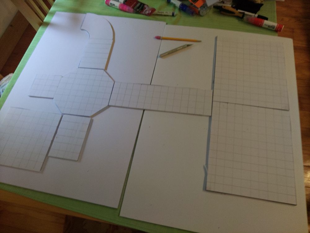 Partial layout of foam core tiles for Castle Ravenloft D&D Adventure