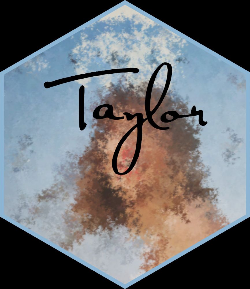 Hex logo for taylor package with 1989 theme.