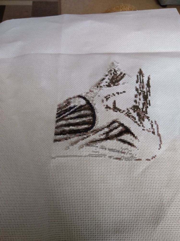 Cross stitch picture of a work in progress